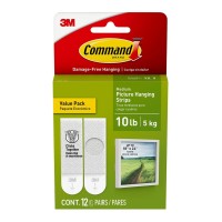  Command Picture Hanging Strips 17204-12ES Medium White, Value Pack of 12 Sets